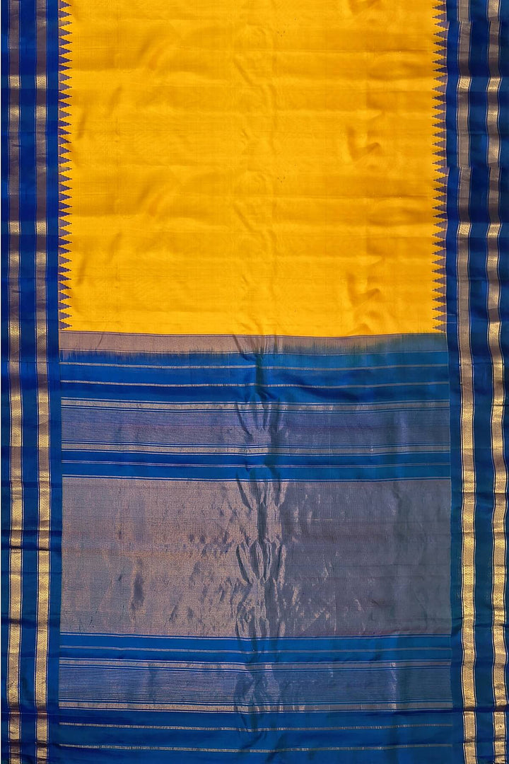 Gadwal pure silk saree in mustard