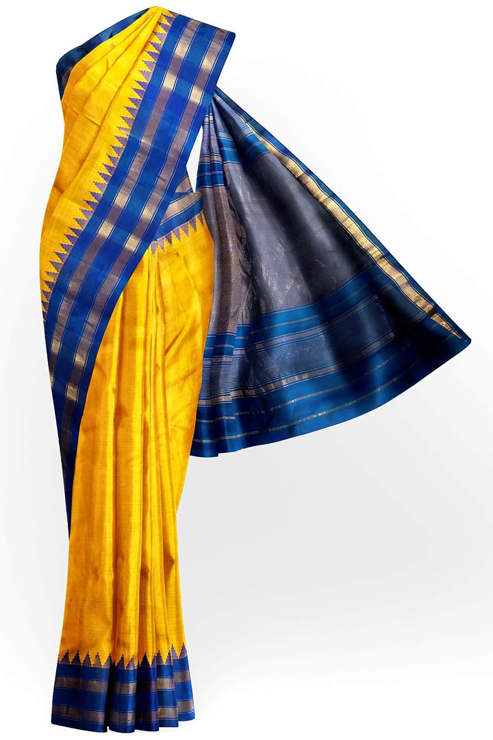 Gadwal pure silk saree in mustard