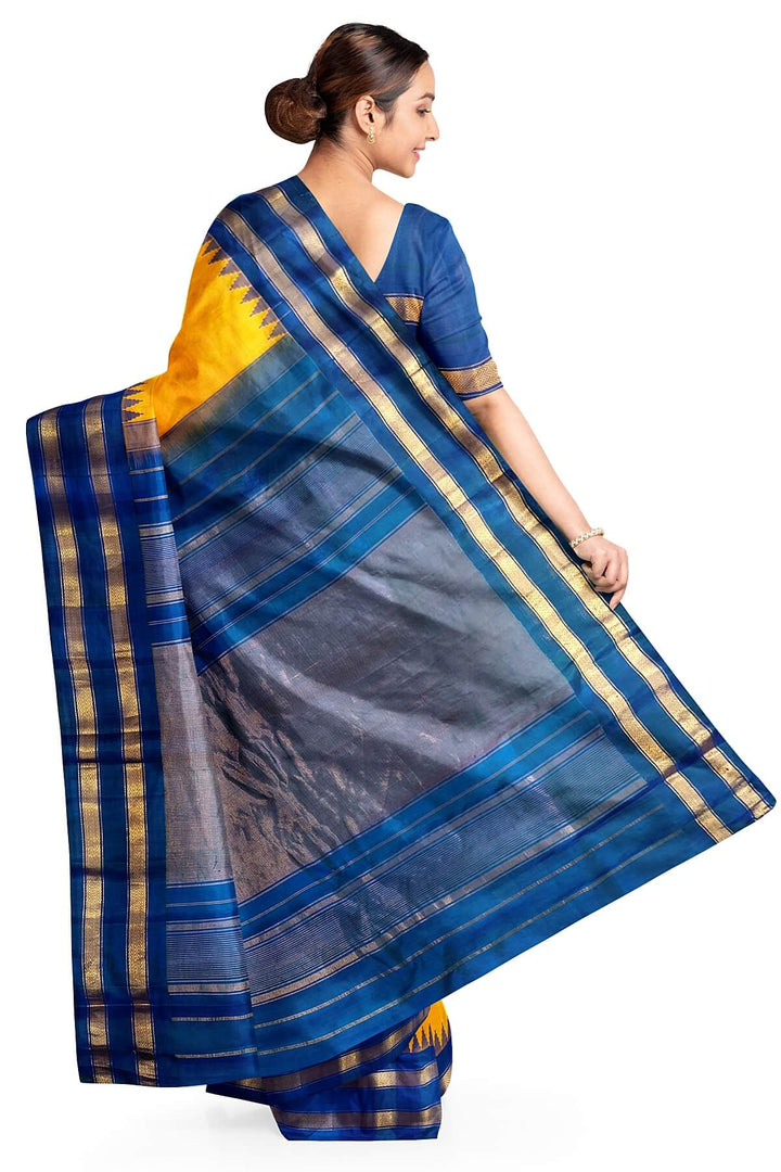 Gadwal pure silk saree in mustard