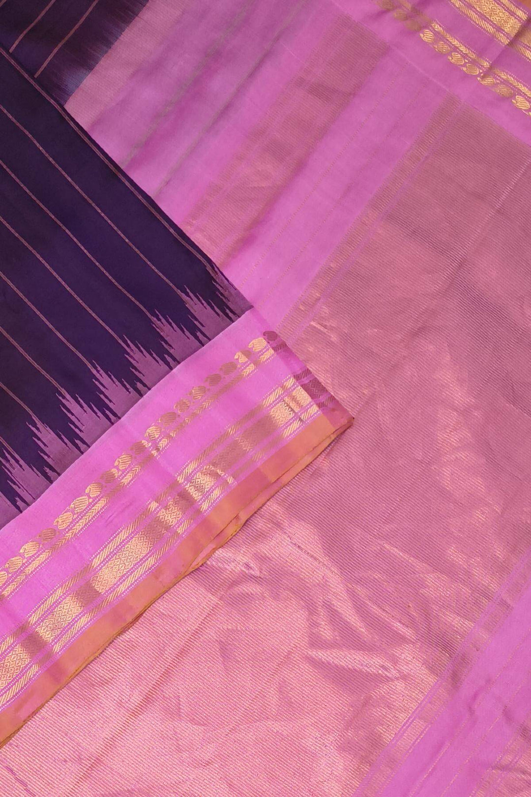 Gadwal pure silk saree in brown in zari stripes