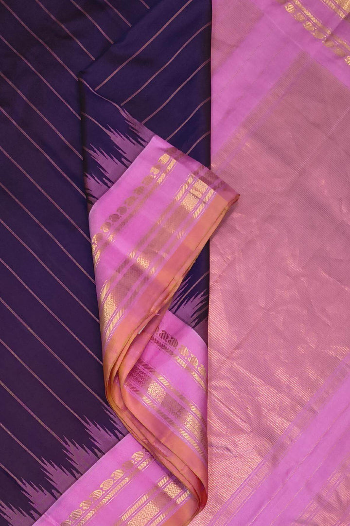 Gadwal pure silk saree in brown in zari stripes
