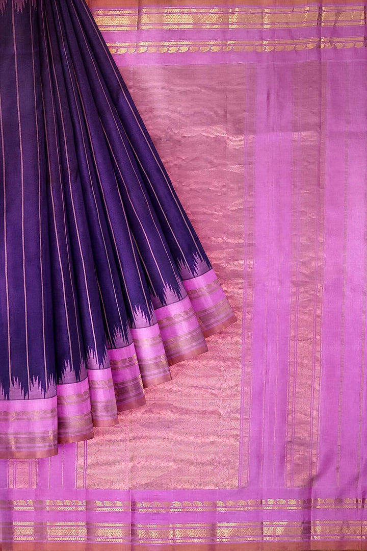 Gadwal pure silk saree in brown in zari stripes