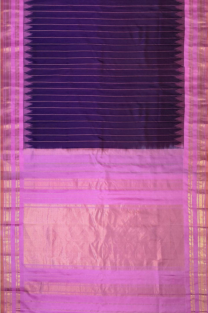 Gadwal pure silk saree in brown in zari stripes