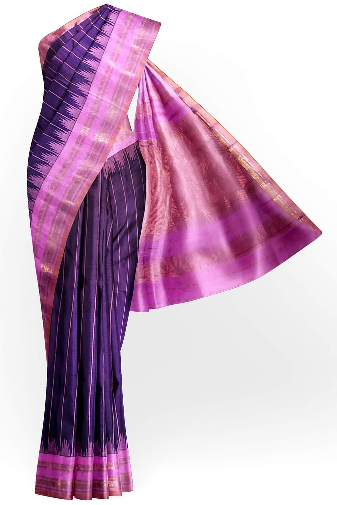 Gadwal pure silk saree in brown in zari stripes
