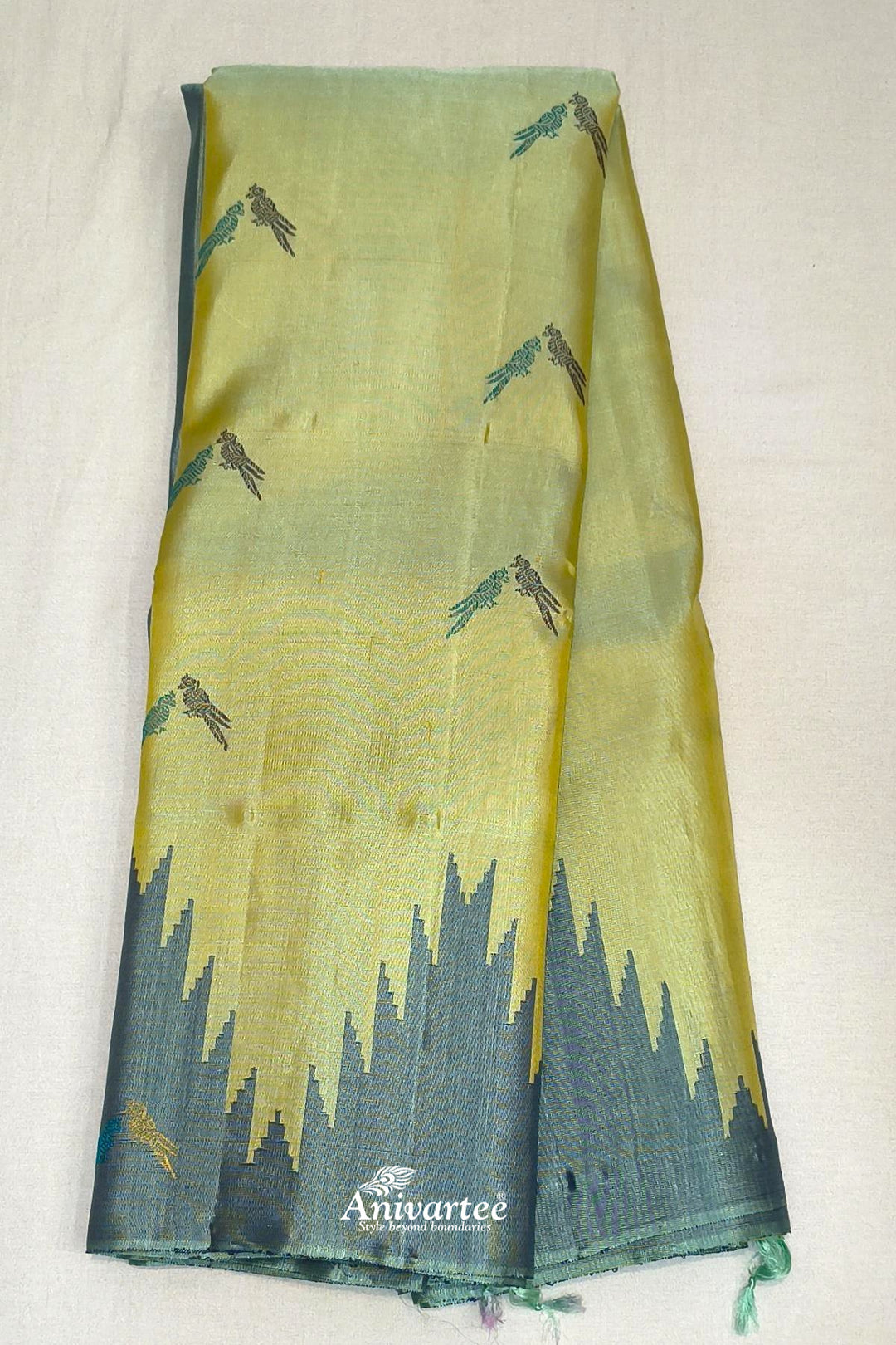 Gadwal pure silk saree in sage green