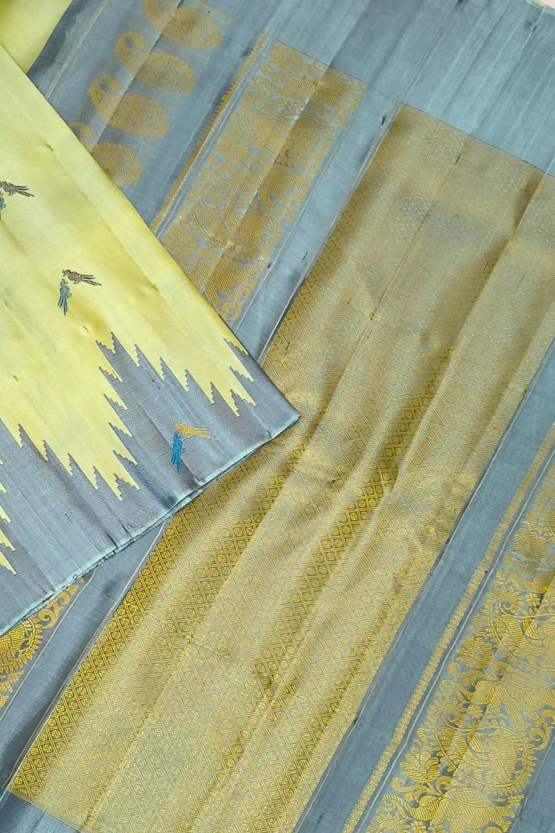 Gadwal pure silk saree in sage green