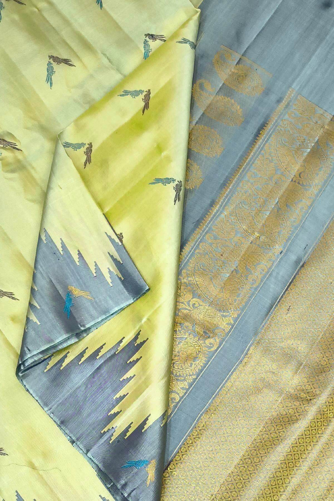 Gadwal pure silk saree in sage green