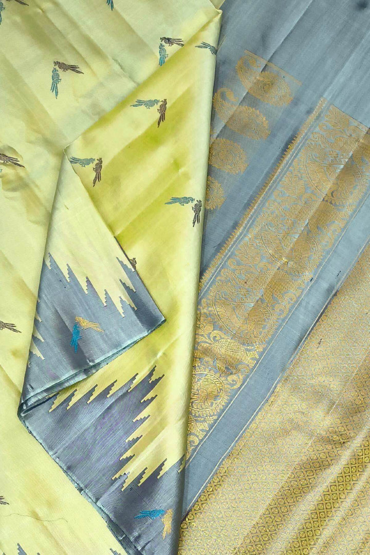 Gadwal pure silk saree in sage green