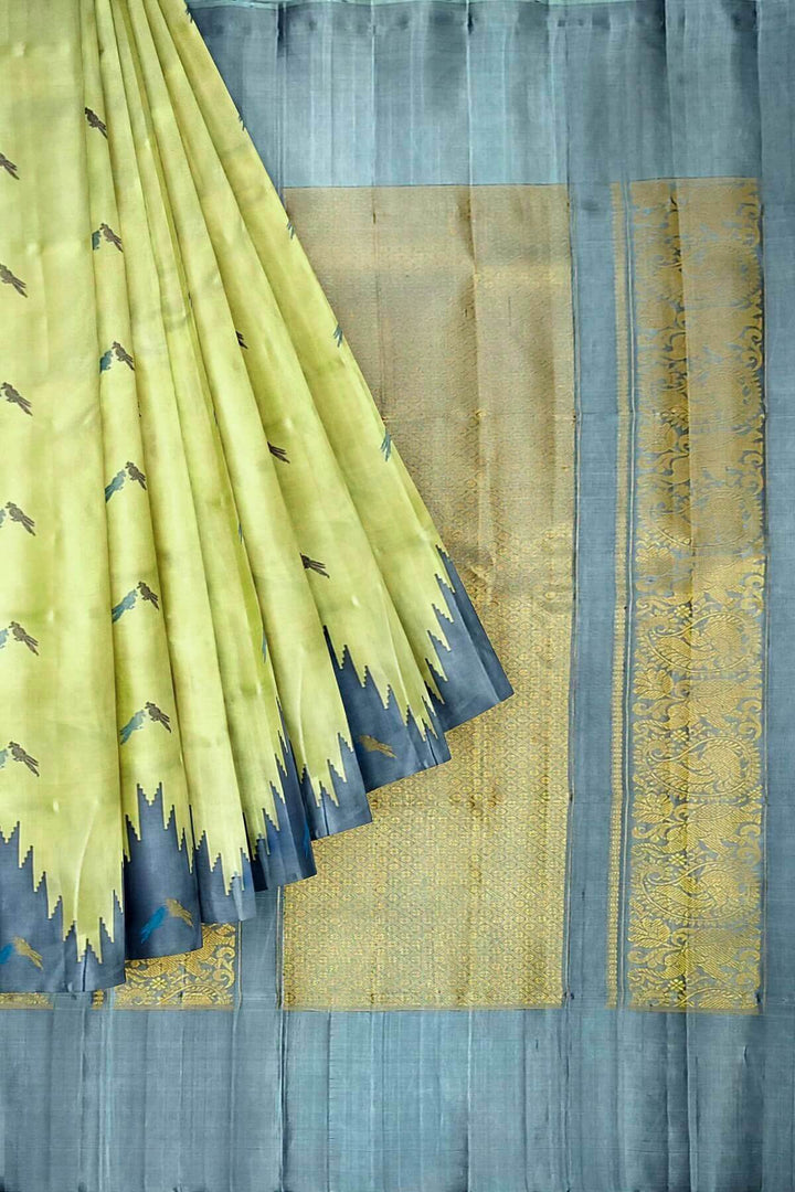 Gadwal pure silk saree in sage green