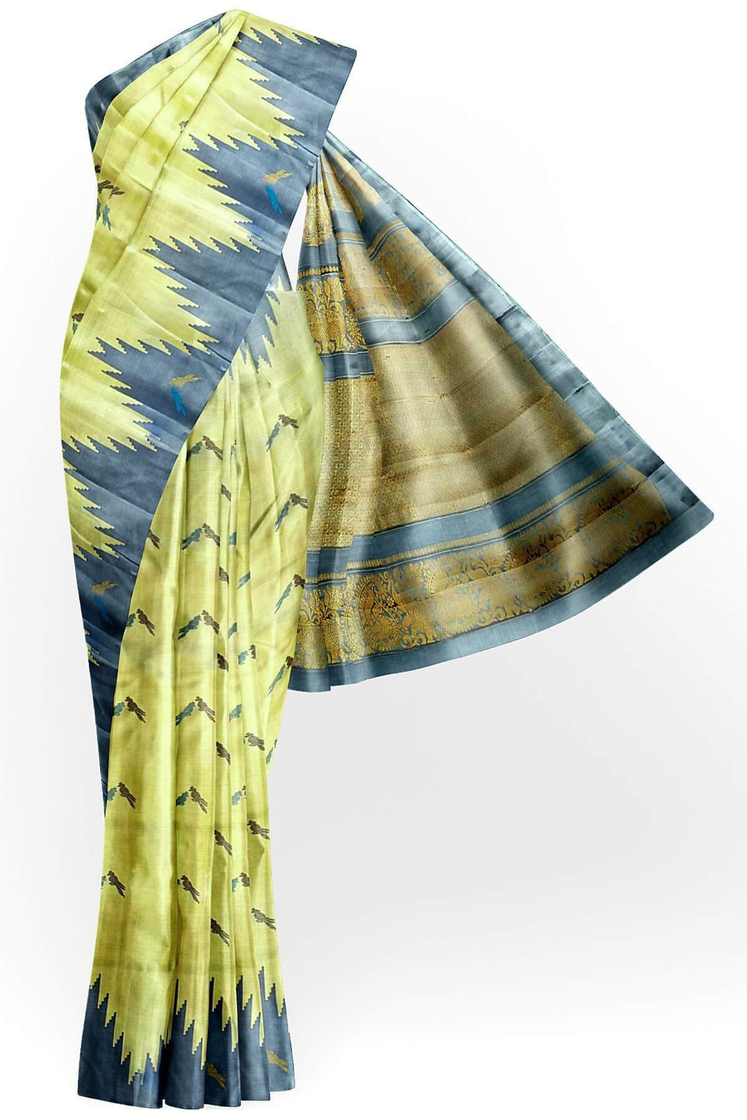 Gadwal pure silk saree in sage green