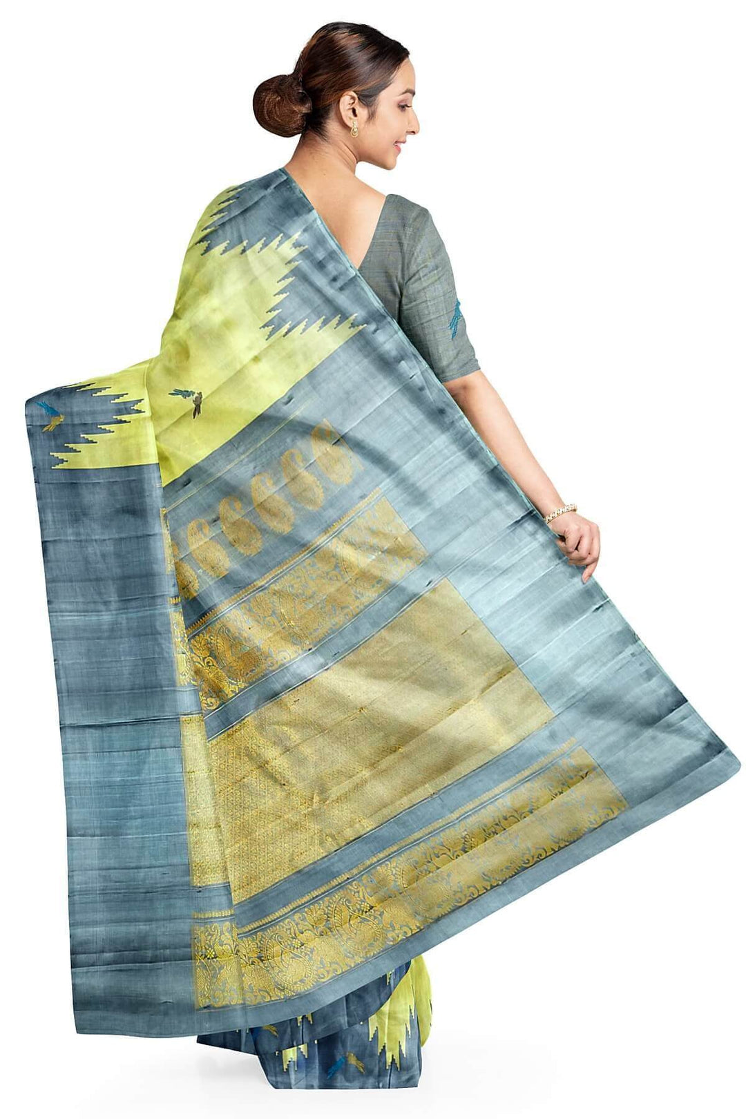 Gadwal pure silk saree in sage green