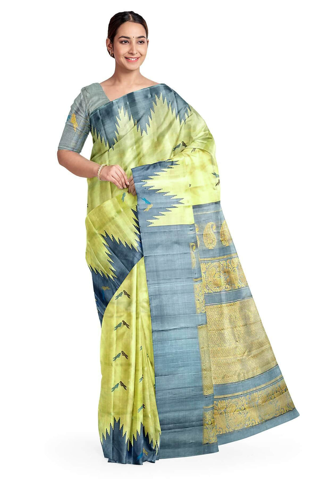 Gadwal pure silk saree in sage green