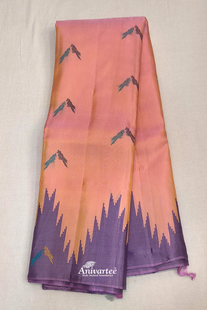 Gadwal pure silk saree in peach
