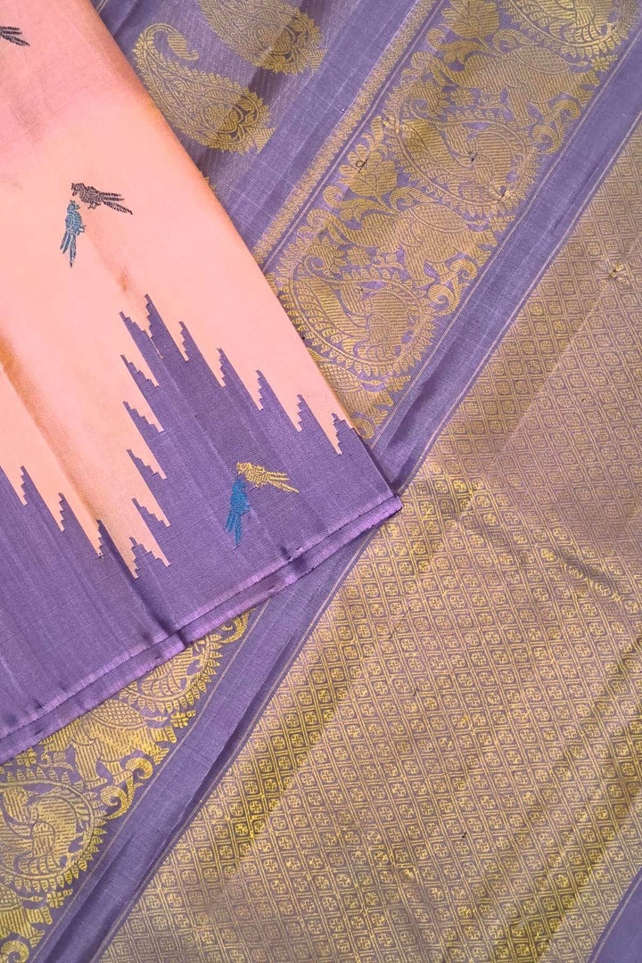 Gadwal pure silk saree in peach
