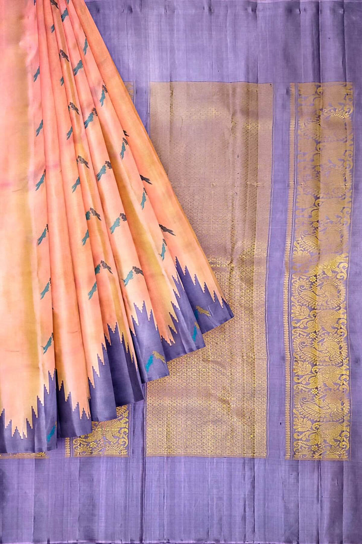 Gadwal pure silk saree in peach