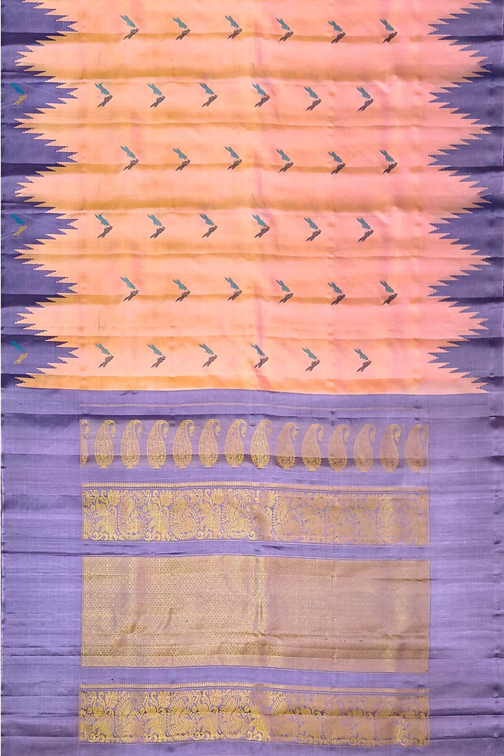 Gadwal pure silk saree in peach