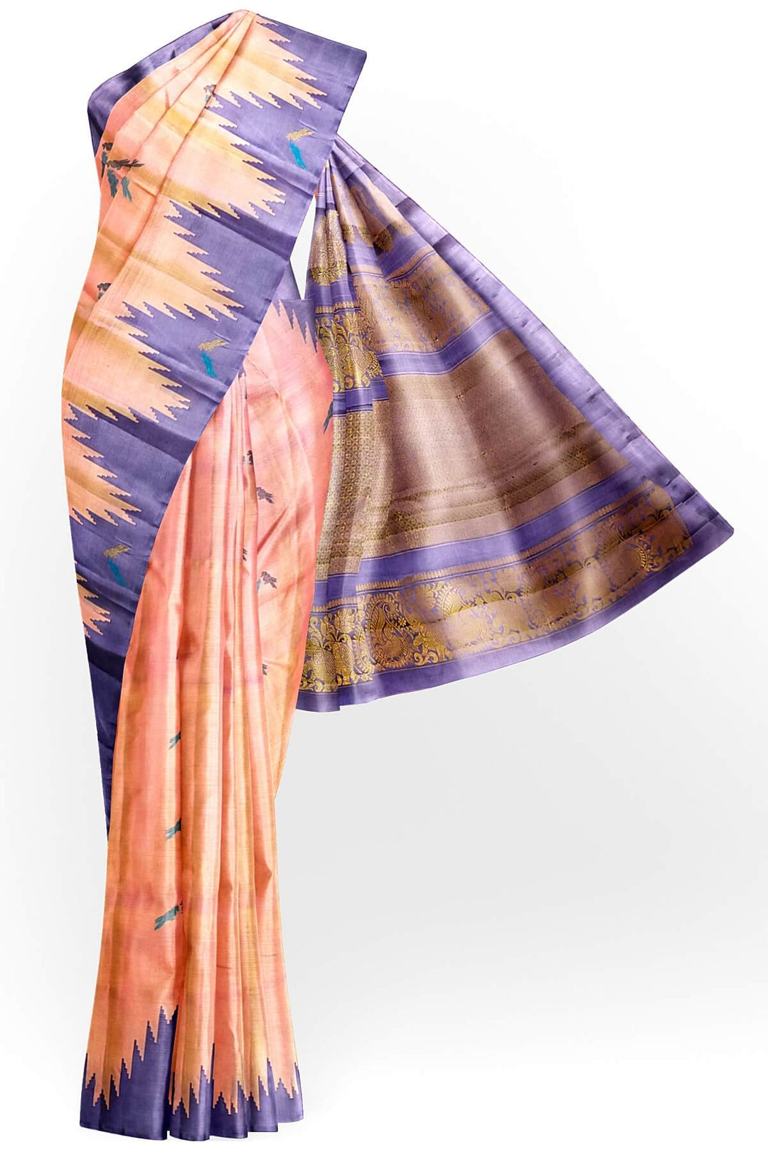 Gadwal pure silk saree in peach