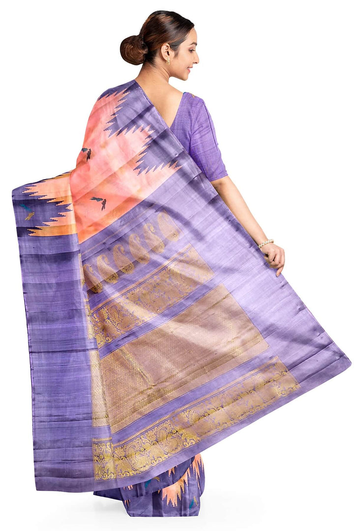Gadwal pure silk saree in peach