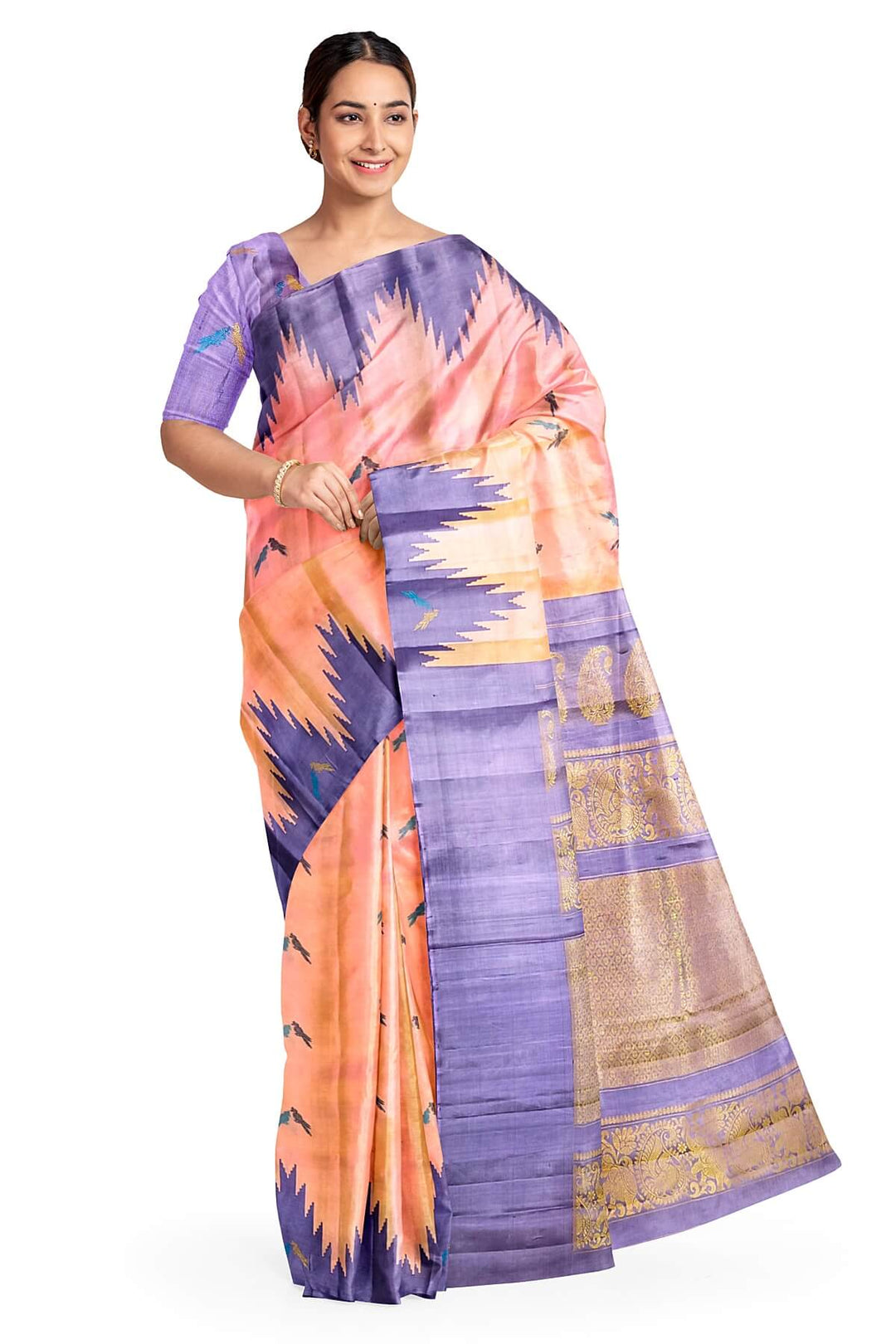 Gadwal pure silk saree in peach