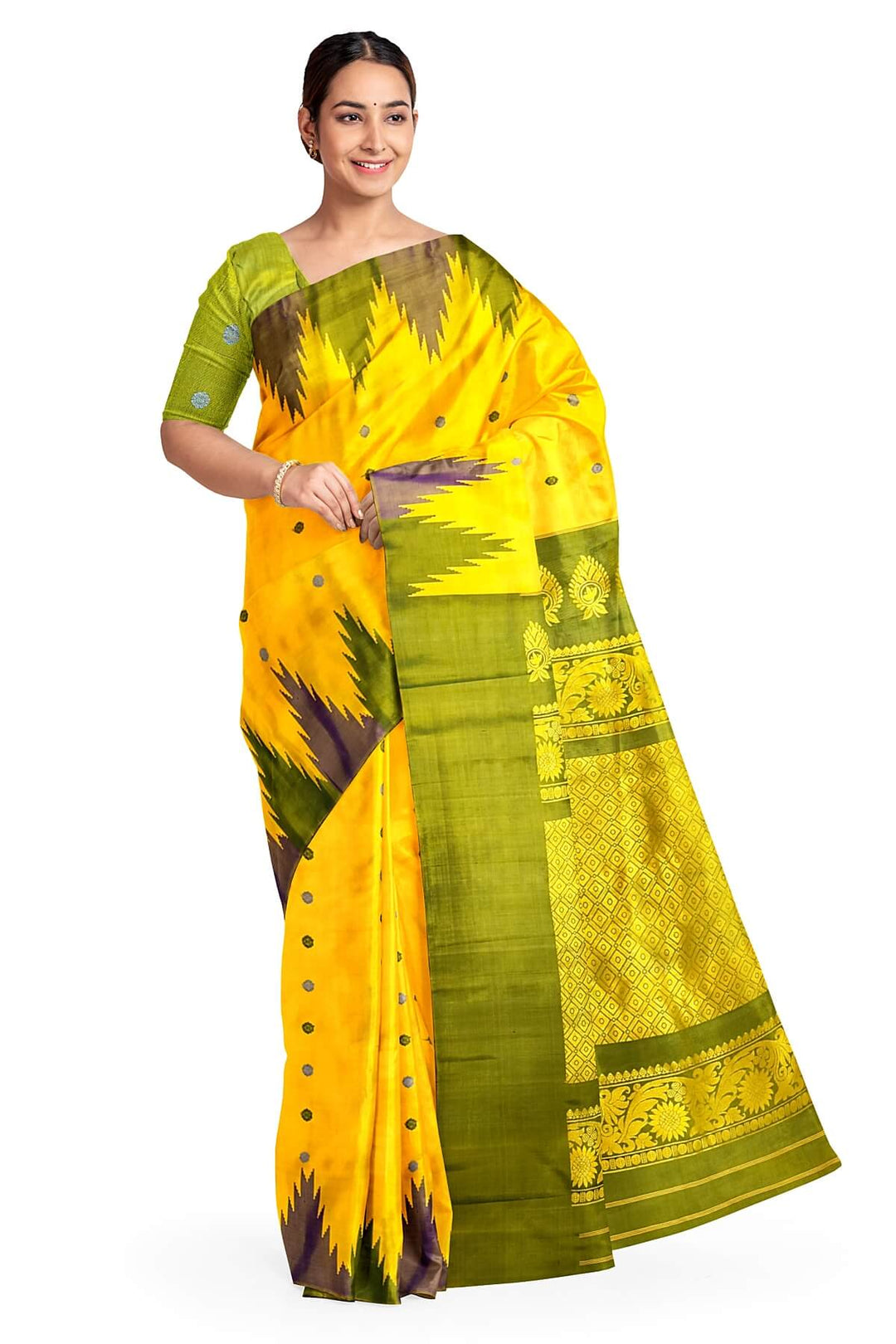 Gadwal pure silk saree in  mustard