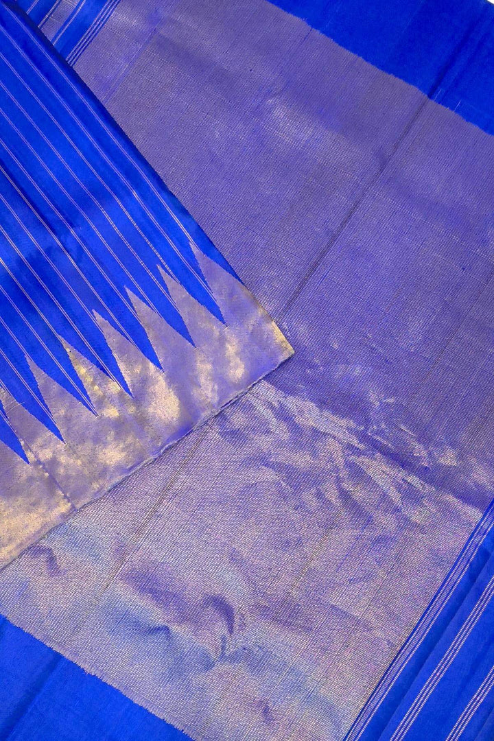 Gadwal pure silk saree in zari stripes in blue