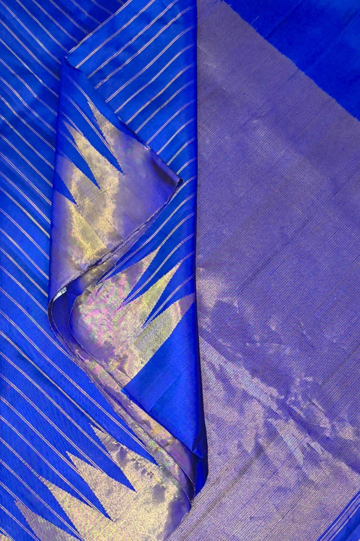 Gadwal pure silk saree in zari stripes in blue