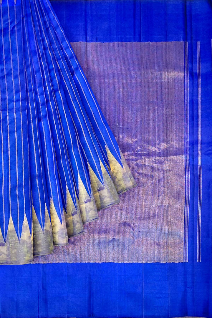 Gadwal pure silk saree in zari stripes in blue