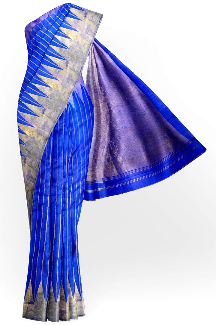Gadwal pure silk saree in zari stripes in blue