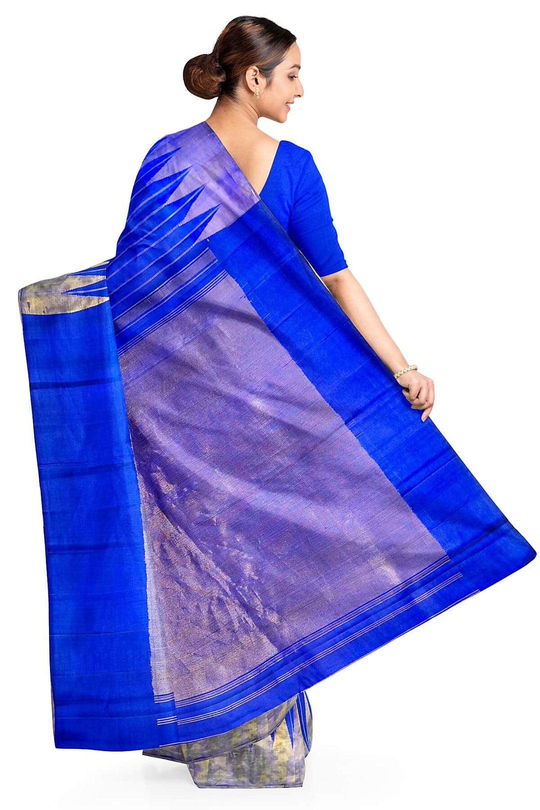 Gadwal pure silk saree in zari stripes in blue