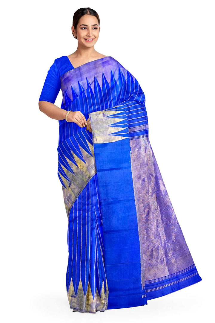 Gadwal pure silk saree in zari stripes in blue