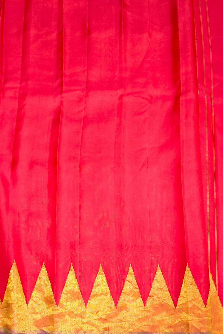 Gadwal pure silk saree in zari stripes in red