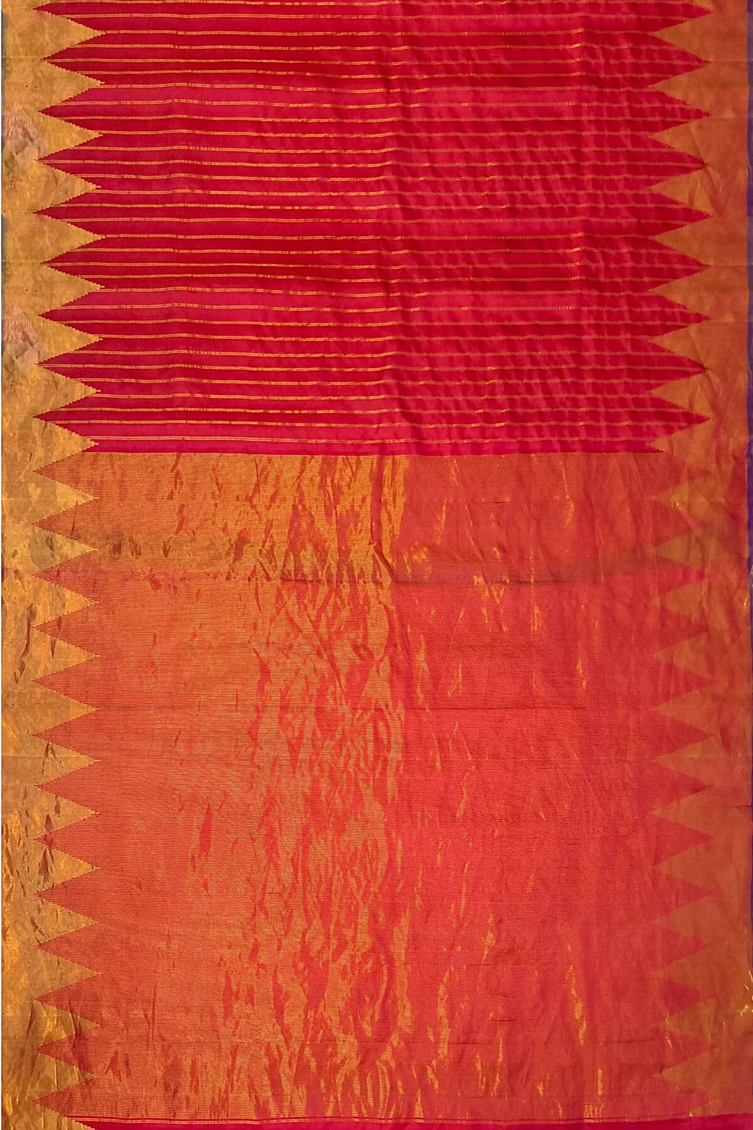 Gadwal pure silk saree in zari stripes in red