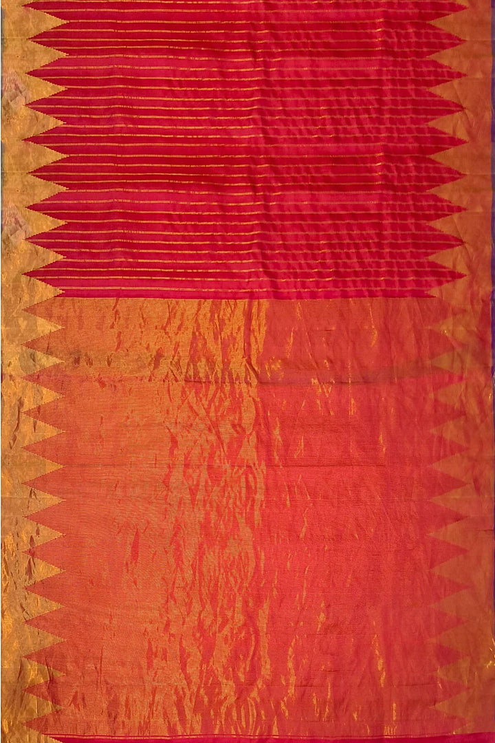 Gadwal pure silk saree in zari stripes in red