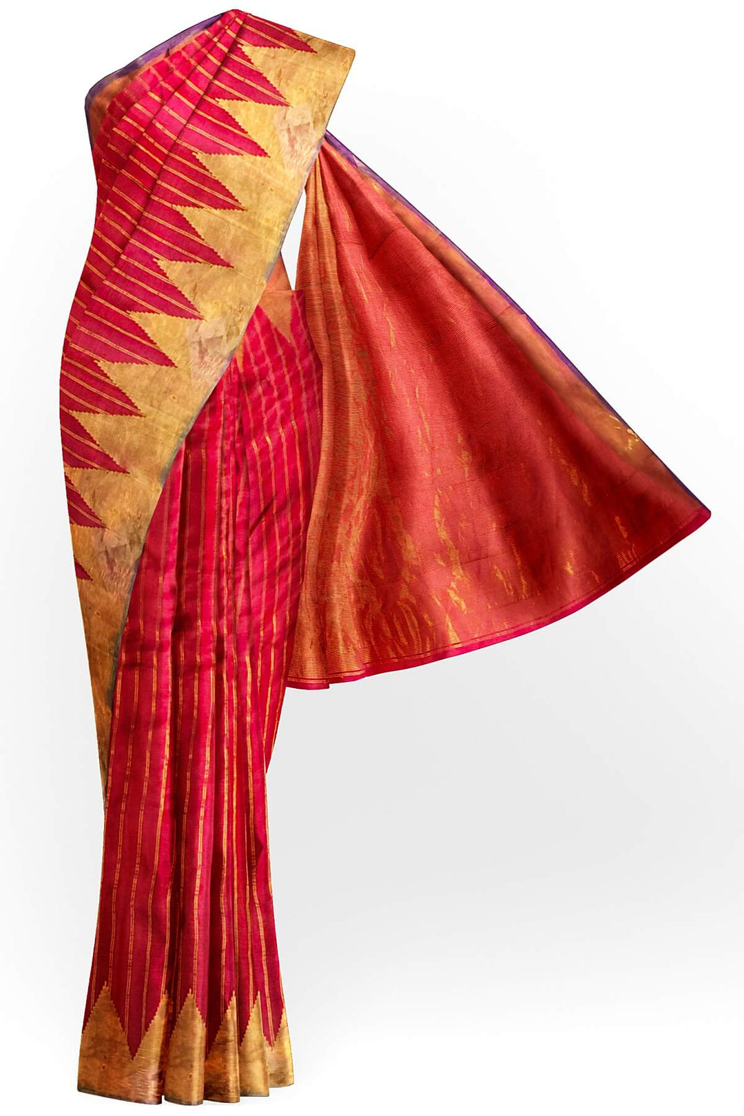 Gadwal pure silk saree in zari stripes in red