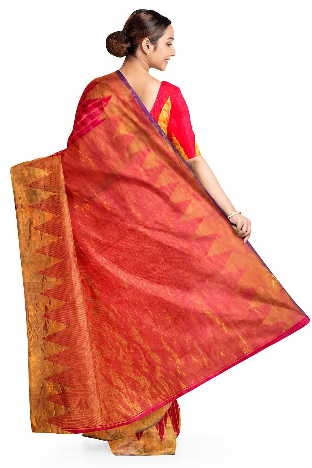 Gadwal pure silk saree in zari stripes in red