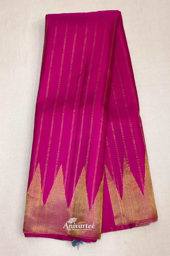Gadwal pure silk saree in zari stripes in pink