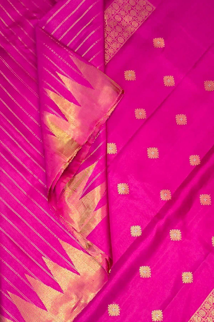 Gadwal pure silk saree in zari stripes in pink