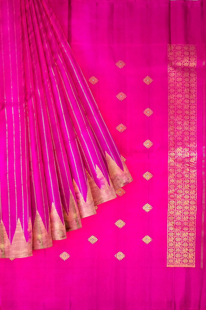Gadwal pure silk saree in zari stripes in pink