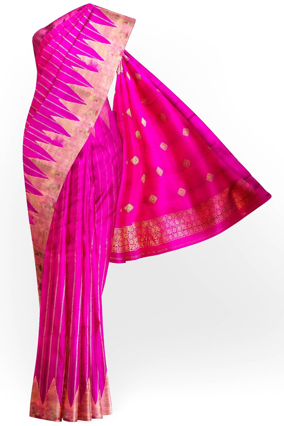 Gadwal pure silk saree in zari stripes in pink