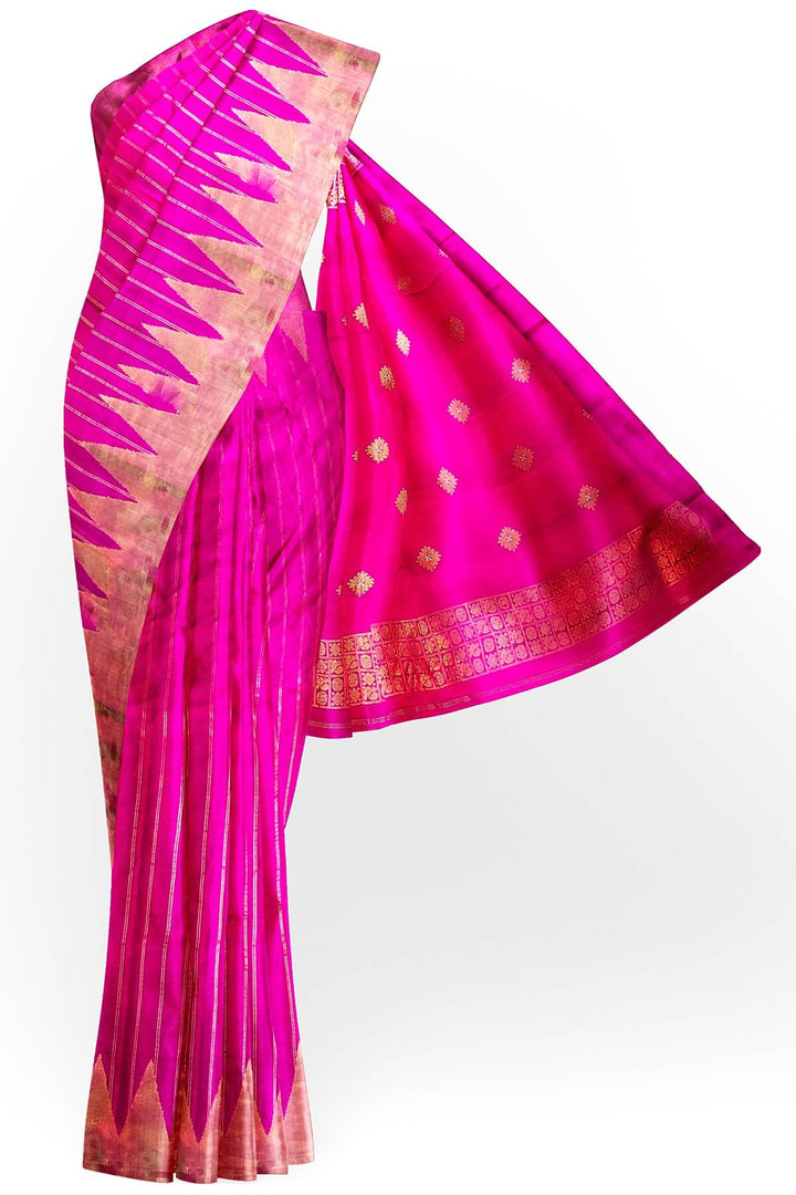 Gadwal pure silk saree in zari stripes in pink