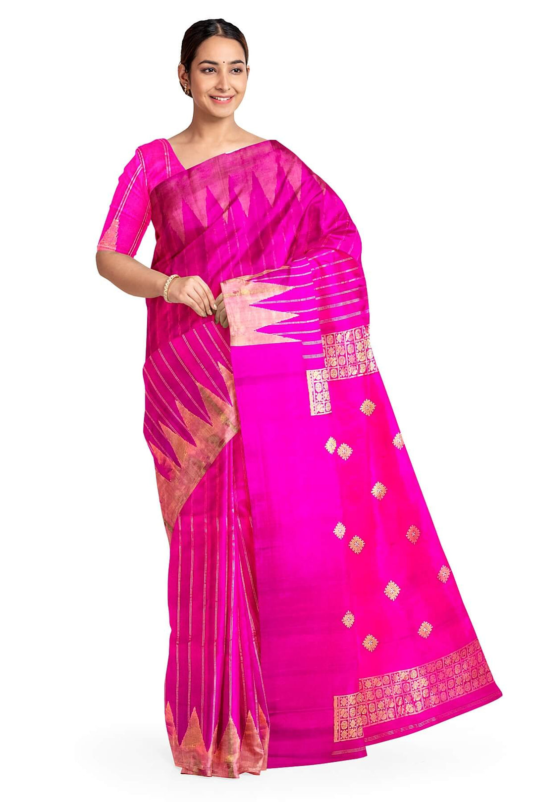 Gadwal pure silk saree in zari stripes in pink