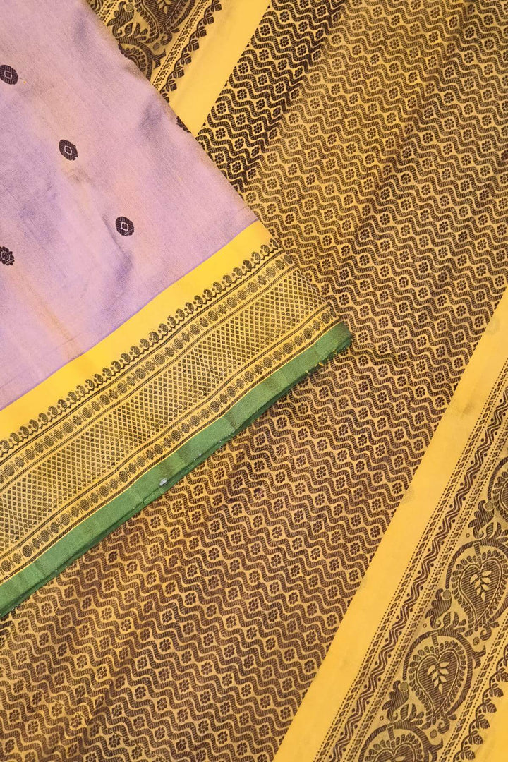 Gadwal pure silk saree in  lavender with thread buttis
