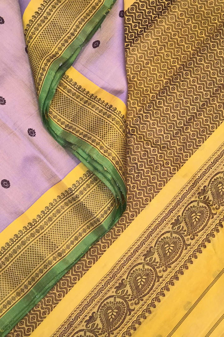 Gadwal pure silk saree in  lavender with thread buttis