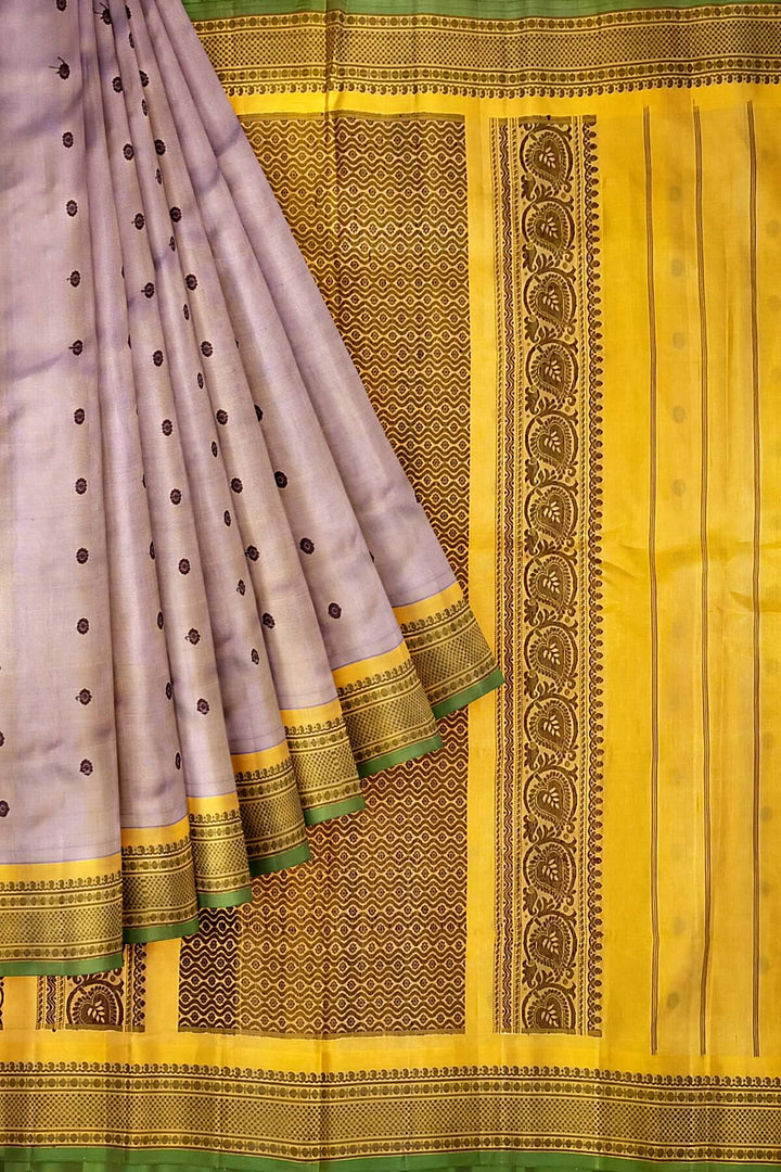 Gadwal pure silk saree in  lavender with thread buttis