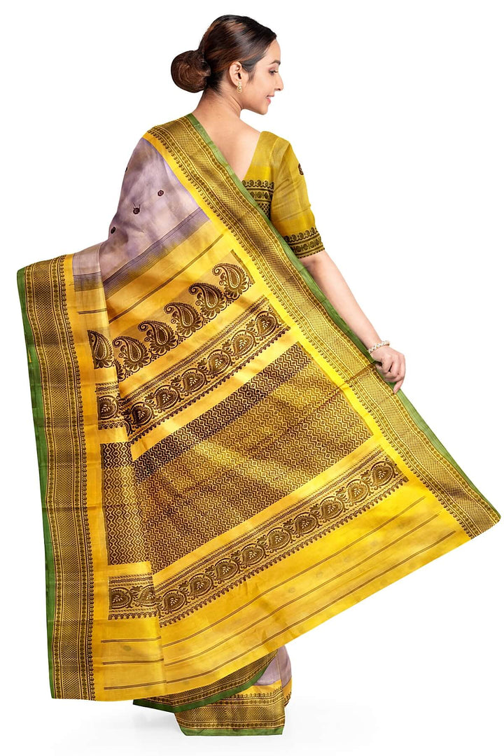 Gadwal pure silk saree in  lavender with thread buttis