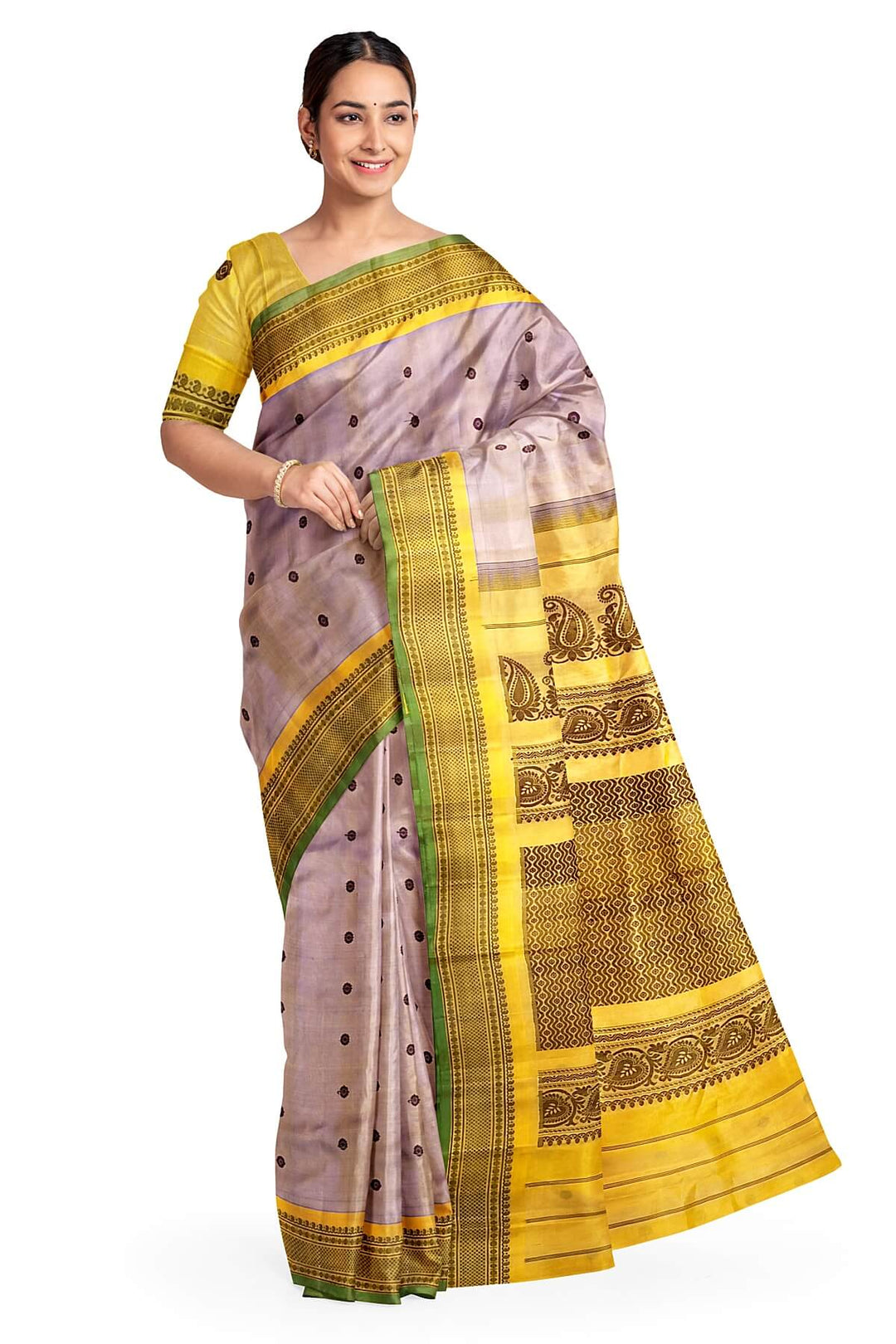 Gadwal pure silk saree in  lavender with thread buttis