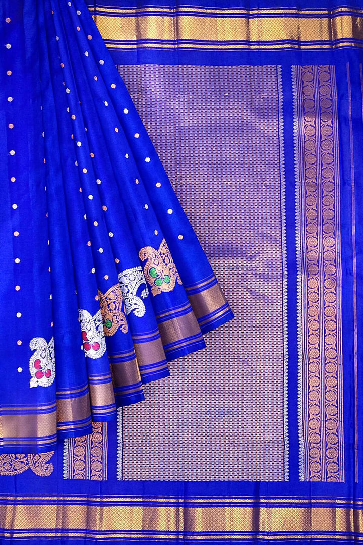 Gadwal pure silk saree in royal blue