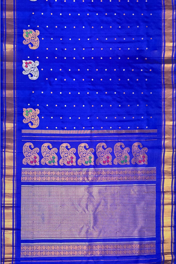 Gadwal pure silk saree in royal blue