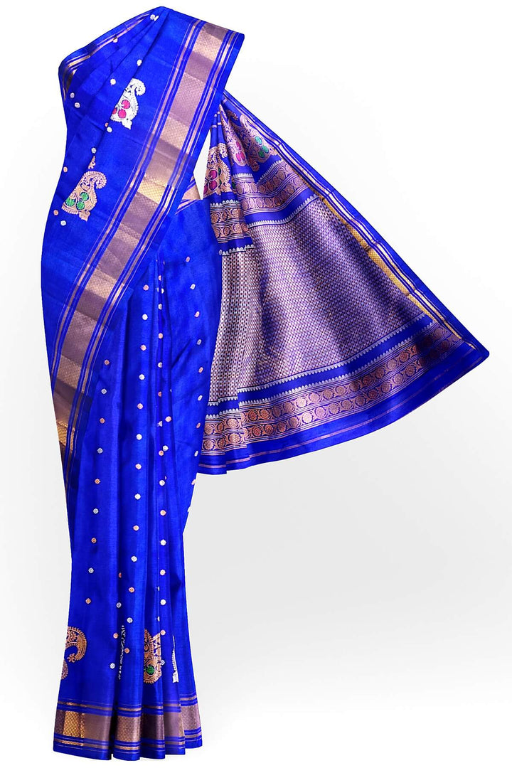 Gadwal pure silk saree in royal blue