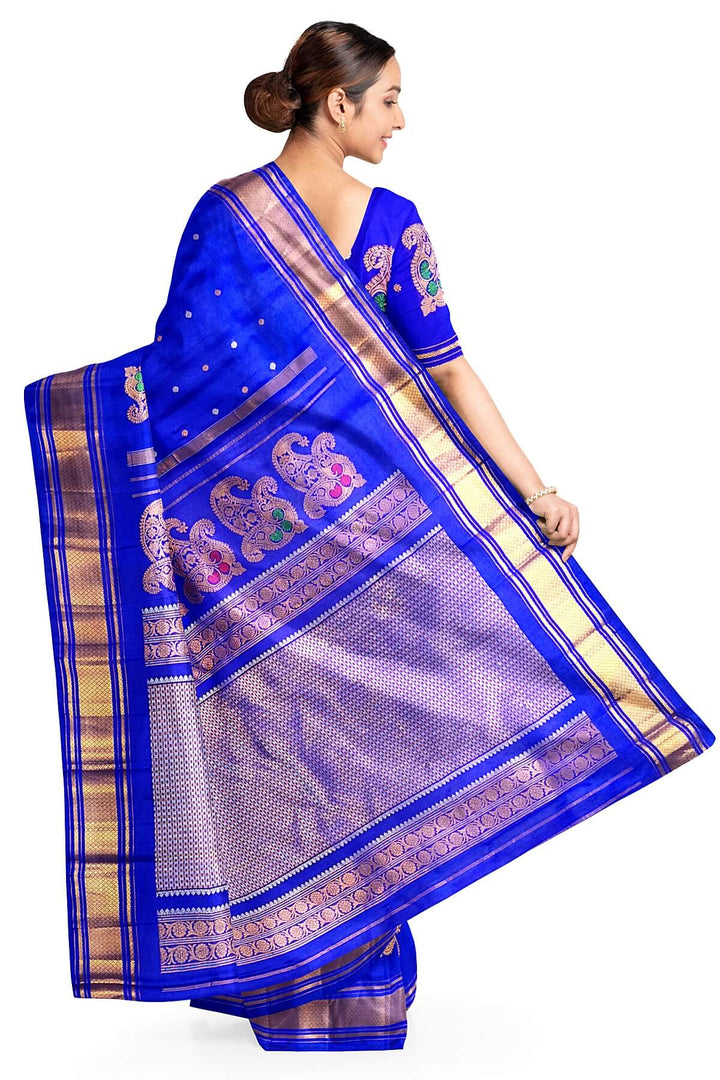 Gadwal pure silk saree in royal blue